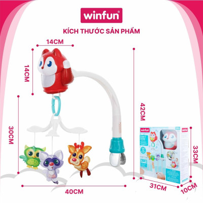 Đồ chơi treo nôi cũi, xe đẩy 3 trong 1 tự động xoay và phát nhạc ru ngủ cho bé từ 0 tháng tuổi Winfun 720015