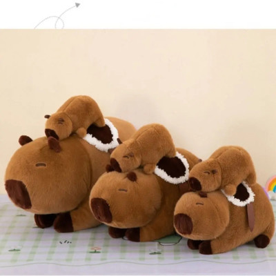 Thú nhồi bông capybara mẹ cõng con đáng yêu - Size từ 30cm đến 50cm - Móc khoá gấu bông Capybara.