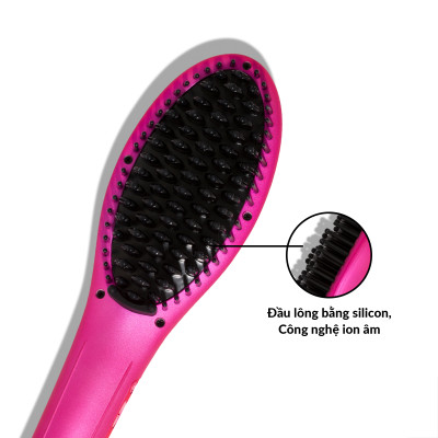 Lược Điện Tạo Kiểu Tóc PYT Thermal Styling Brush - Màu Hồng - Có Thể Duỗi Và Làm Phồng Chân Tóc - Công Nghệ Ion Âm Và Nhiệt Hồng Ngoại Xa