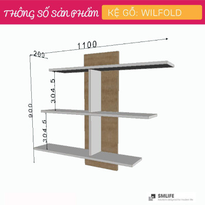 Kệ trang trí phòng khách gỗ công nghiệp SMLIFE Wilfold