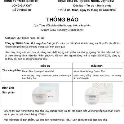 Kem dưỡng trắng da, mờ nám & tàn nhang Mirum 55ml– Mirum Glow Synergy Cream