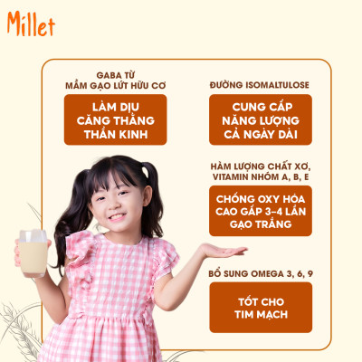 Sữa Hạt Millet 700g x4 Hộp (2.8kg) Vị Kê Tự Nhiên Cho Trẻ Từ 3 Tuổi & Người Lớn Sữa Hữu Cơ Bổ Sung Dinh Dưỡng Toàn Diện
