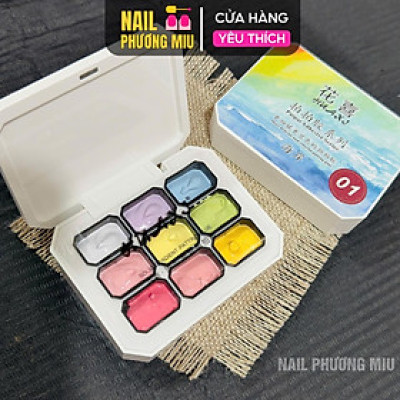 Set Gel Dặm Huaxi 9 Màu Số 01 Nhiều Màu Siêu Xinh Chất Đặc Mịn Không Cần Pha Bột Làm Nail Mùa Hè Phong Cách Hàn Quốc