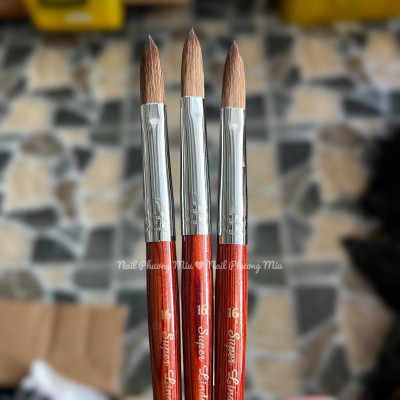 Cọ Đắp Bột Nail Super Linda Kolinsky England Cao Cấp Lông Chồn Mượt, Cán Gỗ Tự Nhiên Số 14 Số 16 Chuyên Làm Nail Sang Trọng