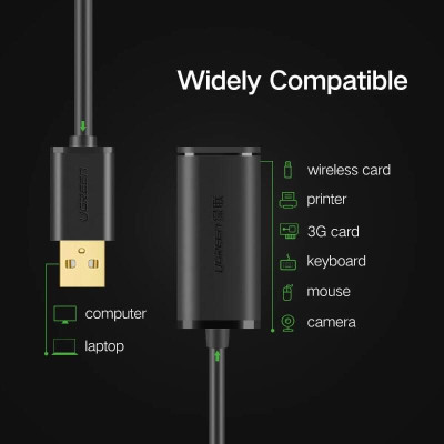 Ugreen UG10326US121TK 30M màu Đen Cáp tín hiệu nối dài USB 2.0 có chip khuếch đại cao cấp - HÀNG CHÍNH HÃNG