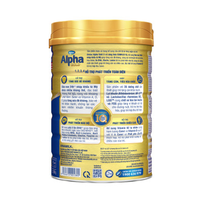 HỘP SỮA BỘT VINAMILK  DIELAC ALPHA GOLD IQ 3 (900G) Dành cho bé từ 1-2 Tuổi