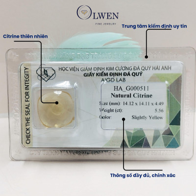 Viên đá thạch anh vàng ( citrine ) thiên nhiên  HA_G000511