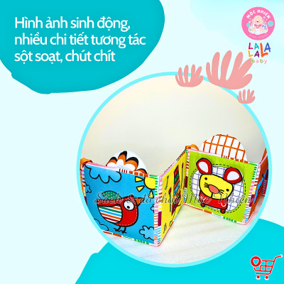 Sách Vải ZicZac Đa Tương Tác Kiêm Đồ Chơi Quây Cũi Kích Thích Thị Giác Cho Trẻ Sơ Sinh - Lalala Baby