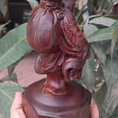 Tượng phật di lặc mini bằng gỗ trắc cao 20x11x8cm