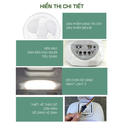 Quạt Tích Điện Năng Lượng Mặt Trời Solar Fan Siêu Mát, Tiết Kiệm Điện- Cúp Điện Vẫn Có Thể Sử Dụng Được - Có Đèn Ngủ ,3 tốc độ,USB/sạc bằng năng lượng mặt trời, CHÍNH HÃNG, BẢO HÀNH 12 THÁNG