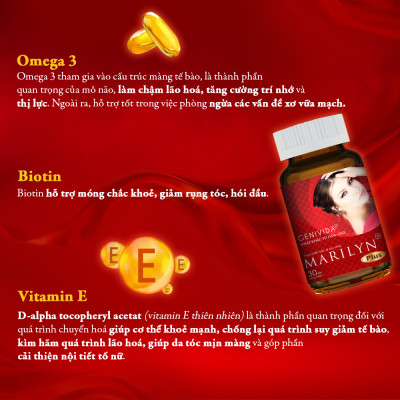 Viên Uống Nội Tiết Tố Nữ Marilyn Plus Dân Khang Giảm Khô Hạn Tăng Sinh Lý Nữ Điều Hòa Kinh Nguyệt Hộp 30 viên