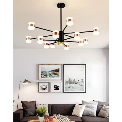 Đèn chùm 12 tay 3 màu ánh sáng độc đáo trang trí nội thất hiện đại sang trọng (có ảnh và video thật)