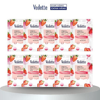 Combo 10 Mặt nạ thiên nhiên Vedette Dâu Tây 22ml