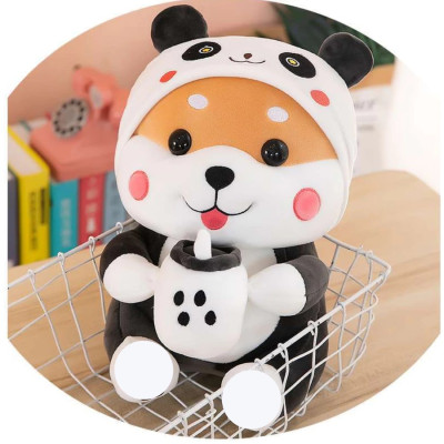 Thú nhồi bông shiba má hồng ôm bình sữa đáng yêu - Size từ 45cm đến 55cm - Quà tặng gấu bông shiba cosplay gấu trúc, thỏ êm mịn cho bé.