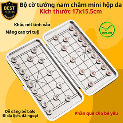 HỘP DA size 17x15cm bộ dụng cụ cắt móng tay 12 chi tiết làm bằng thép không gỉ cao cấp - Cờ tướng nam châm mini D Danido