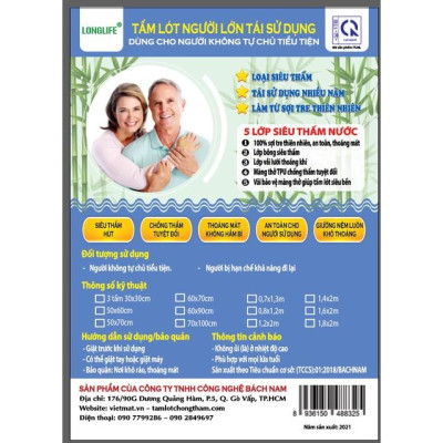 Tấm lót chống thấm cho người già LONGLIFE size 70x100cm