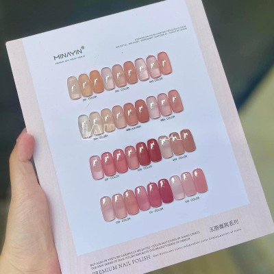 [Chai Lẻ] Sơn Thạch Minayin 12 Màu Tông Hồng Tặng Bảng Màu Cao Cấp Làm Nail, set Sơn Gel Sánh Đặc Mịn Mướt 15ml, Bám Màu Lâu Nữ Sơn Gel Women