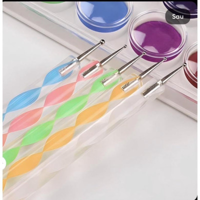 Bút Chấm Bi Nail Đủ Size 5 Cây Cán Nhựa Nhiều Màu - Bút Chấm Bi Vẽ Móng 2 Đầu Bắng Thép Không Gỉ Chuyên Dụng Làm Nail