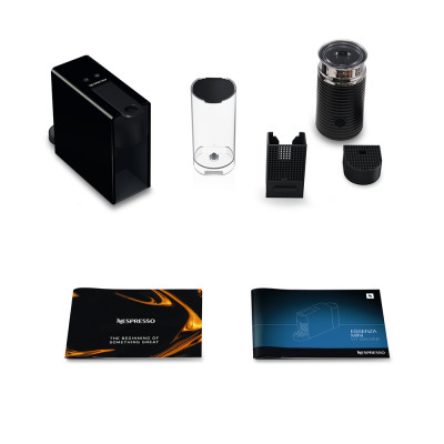 Bộ máy pha cà phê Nespresso Essenza Mini Đen & máy đánh sữa Aeroccino 3 - Hàng chính hãng