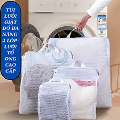 Túi giặt lưới chống biến dạng đồ 3 size– Dạng hộp có quai xách Túi lưới giặt đồ 3D cao cấp  Túi giặt vải lưới chống xù – Giữ phom quần áo Túi giặt bảo vệ đồ thời trang – Có tay cầm tiện lợi