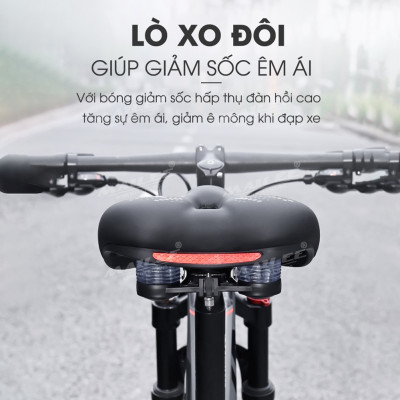  Yên BÉO Xe Đạp ESL-01 Mút Chống Sốc Dày Thoải Mái với bọc da PU, Giảm Chấn Bóng lò xo, khung cong kim loại chắc chắn cho xe đạp MTB, xe thể thao, có khe trượt lắp đèn, 2 cách lắp đặt - Mai Lee