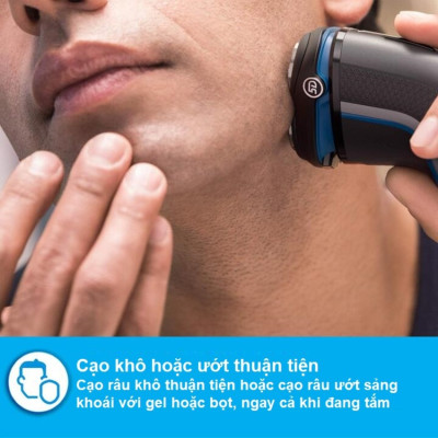 Máy cạo râu khô và ướt cao cấp thương hiệu Philips S3206/09 - Hàng Nhập Khẩu