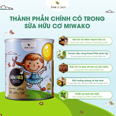 Combo 2 Hộp Sữa Hạt Miwako A+ Vị Vani & Vị Gạo Hộp 700g Nhập Khẩu Malaysia, Sữa Hữu Cơ Cho Bé Từ 1 Tuổi Dị Ứng Đạm Bò Chậm Nói Giúp Phát Triển Trí Não Chiều Cao