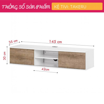 Kệ tivi treo tường phòng khách phong cách tối giản SMLIFE Takeru