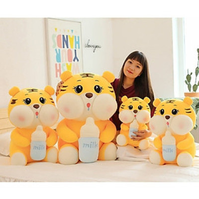 Gấu bông hổ ôm bình sữa siêu dễ thương – Quà tặng thú nhồi bông cọp má phệ bú bình – Size từ 50 cm đến 80 cm – Gối ôm hổ milk cho bé ngủ ngon