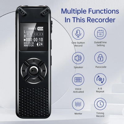 KHUYẾN MÃI KHỦNG- ROGTZ - Digital Voice Recorder 991 - Ghi âm 572 giờ Lưu trữ 8GB Mic thu âm đa hướng, giảm ồn Hỗ trợ thẻ nhỡ lên tới 128Gb Kích hoạt giọng nói Nghe nhạc MP3 Pin 40h Nhỏ gọn, tiện lợi Họp hành Phỏng vấn Bài giảng Giá rẻ Hàng Chính Hãng