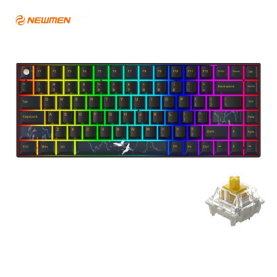Bàn phím cơ không dây Newmen GM840 Pro (Hạc - Trăng & Mây) G-Pro Yellow Axis - Hàng Chính Hãng