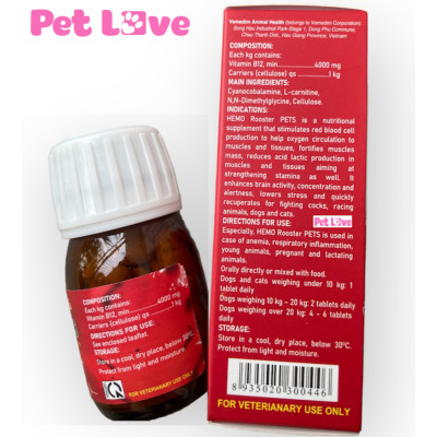 Hemo Rooster Pets tạo máu, bổ sung vitamin và khoáng chất cho thú cưng (Vemedim)
