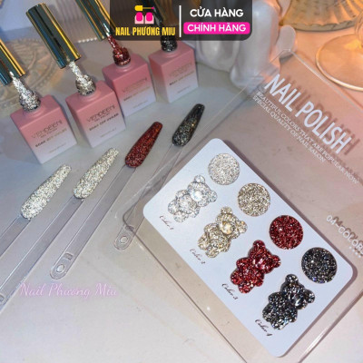 [Chai Lẻ] Sơn Nhũ Flash Siêu Sáng Làm Nail, 4 Màu Đỏ Vàng Bạc Đen Chai 15ml, Bóng Đặc Bền Màu Tạo Điểm Nhấn Cực Chất Cho Nữ