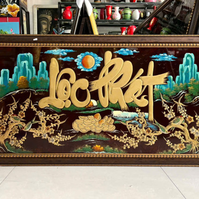 ( Tặng kèm khung ) Tranh Sơn Mài - "LỘT PHÁT" | Đắp Nổi Cao Cấp | Hàng Xuất Khẩu | Size 60x120 cm