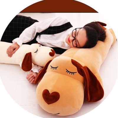 Gấu bông chó dài nâu, thú nhồi bông chó lười cao cấp vải nhung co giãn 4 chiều