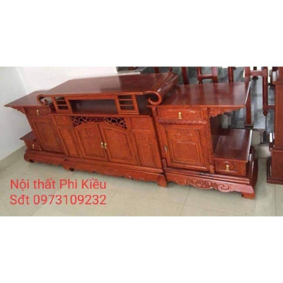 kệ tivi sừng trâu gỗ hương đá cánh đục 2m4