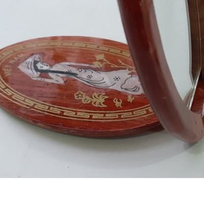 Hai gương gỗ trắc mini- Gương trang điểm Khảm trai cô gái Áo dài