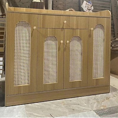 Tủ giày phối mây 4 cánh 1m2 Juno Sofa cửa vòm hiện đại 