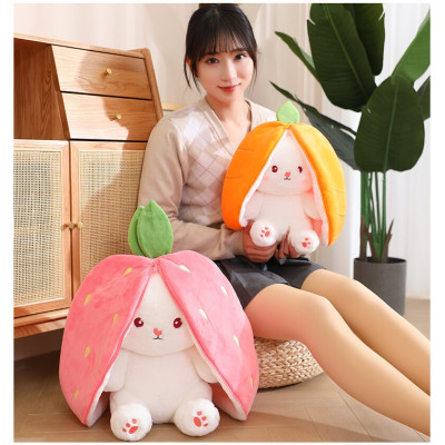 Gấu bông thỏ cà rốt 2 in 1, thú nhồi bông dâu cosplay cao cấp