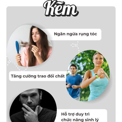 Viên Uống Bổ Sung Kẽm Hỗ Trợ Tăng Cường Sinh Lý, Giúp Tóc Chắc Khỏe, Giảm Gãy Rụng, Đẹp Da Seedcoms Nhật Bản