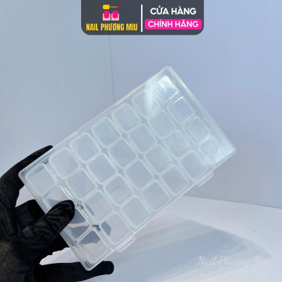 Khay Nhựa Trong 28 Ô Đựng Charm Bông Đá Có Nắp Riêng Từng Ngăn Làm Nail, Hộp Nhựa Pvc Plastic 28 Ngăn Dẻo Không Bể Vỡ Khi Rớt, Chống Bụi