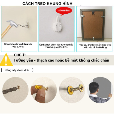 Bộ Khung Ảnh Treo Tường Cảnh Ở Hà Nội Đẹp Nghệ Thuật Tặng Kèm bộ ảnh như hình mẫu, đinh treo tranh và sơ đồ treo PGC275