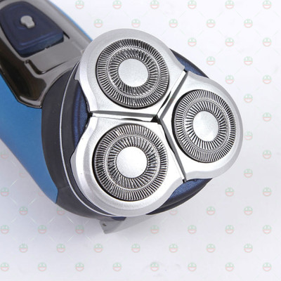 (Láng Sạch) Máy Cạo Râu KhoNCC Hàng Chính Hãng - 03 Lưỡi Tròn Chống Nước Cao Cấp Có Tông Đơ - Dùng Pin Sạc - KPD-KM7390-5283 (Xanh phối Bạc)