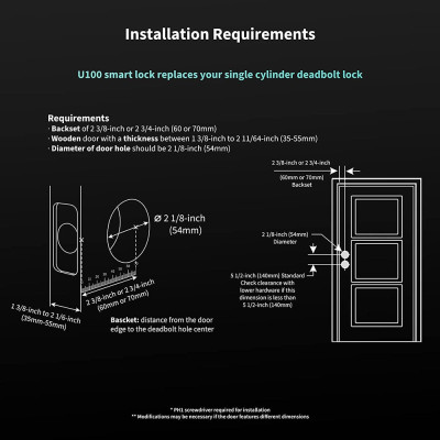 Bộ khóa thông minh Aqara U100 Smart Lock Kit Matter (Có sẵn Aqara Hub E1) Mở khóa bằng ứng dụng, vân tay, thẻ từ - Hàng Chính Hãng