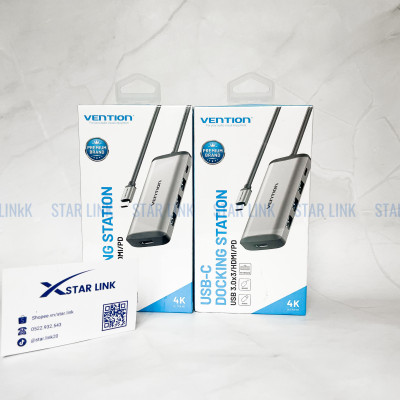 Cáp chuyển đổi Type-C sang HDMI + 3 cổng USB 3.0 + Type-C PD Vention CNBHB - hàng chính hãng
