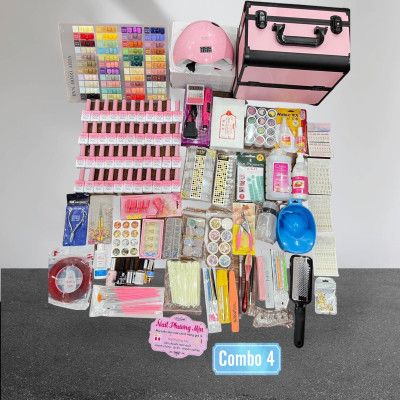 Combo Dụng Cụ Làm Móng Đầy Đủ Số 4, Bộ Phụ Kiện Làm Nail Chuyên Nghiệp Sơn Very Good Nail 44 Màu, Máy Hơ Sun 5, Cốp Nhôm Nữ