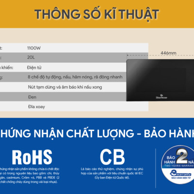 Lò Vi Sóng Điện Tử Bluestone MOB-7815 (20 Lít) - Hàng chính hãng