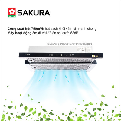 Máy Hút Khói Âm Tủ SAKURA Cảm Ứng Vẫy Tay SR-3630AS - Hàng Chính Hãng