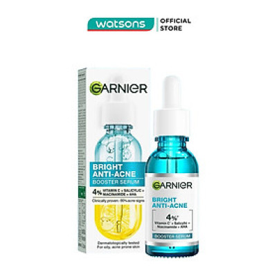 Dưỡng Chất Garnier Giảm Mụn Sáng Da Skin Naturals Bright Complete Anti-Acne Booster Serum30ml