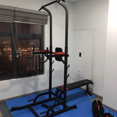 Ghế tập tạ kèm xà kép T058, ghế tập đa năng trong nhà điều chỉnh từ 165cm đến 235cm chắc chắn cho gia đình